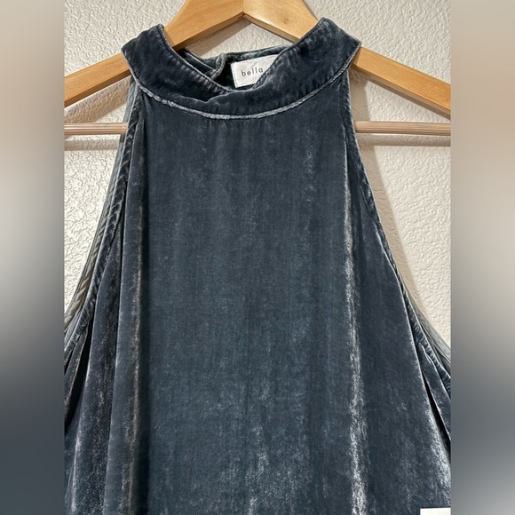 Beautiful Bella Dahl Slate Blue Velvet Halter Mini Dress. Keyhole Back. - Picture 3 of 15